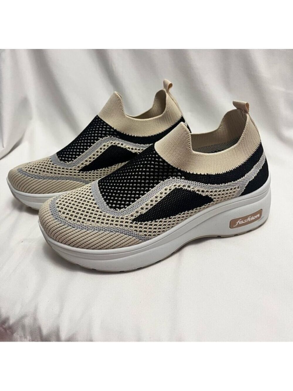 Knit Slip On Platform Sock Sneakers Size 8.5 - Picture 2 of 8